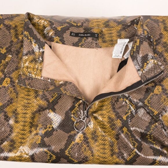 Zara Skirt Snake Print A-Line XS Zipper Front - Picture 5 of 8